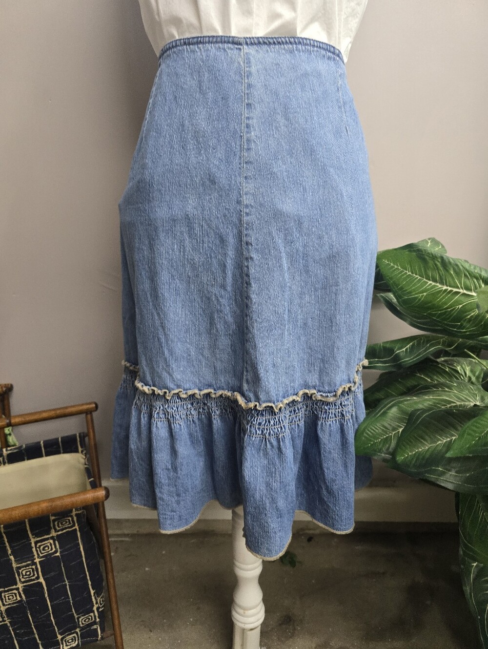 V I N T A G E:: Faded Glory Denim Midi Skirt - Picture 2 of 4